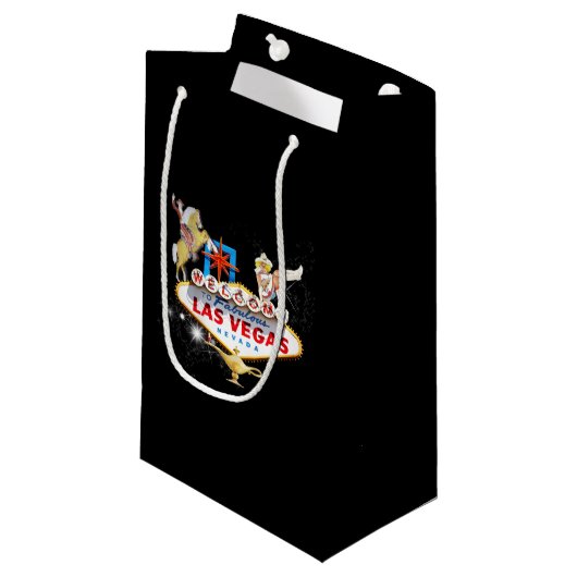 Welkom Las Vegas Sign On Starry Background Klein Cadeauzakje (Voorkant Gekanteld)
