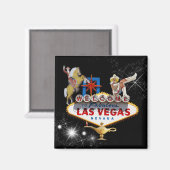 Welkom Las Vegas Sign On Starry Background Magneet (Voorkant / Achterkant)