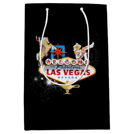 Welkom Las Vegas Sign On Starry Background Medium Cadeauzakje (Voorkant)