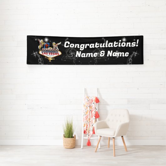 Welkom Las Vegas Sign On Starry Background Spandoek (Insitu)
