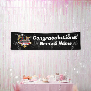 Welkom Las Vegas Sign On Starry Background Spandoek