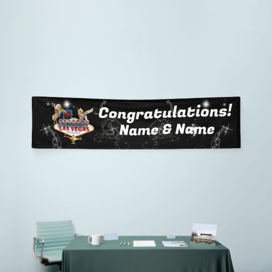Welkom Las Vegas Sign On Starry Background Spandoek (Beurs)