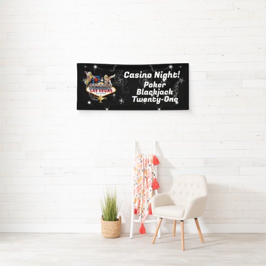 Welkom Las Vegas Sign On Starry Background Spandoek (Insitu)