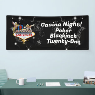 Welkom Las Vegas Sign On Starry Background Spandoek