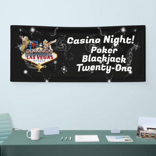 Welkom Las Vegas Sign On Starry Background Spandoek (Beurs)