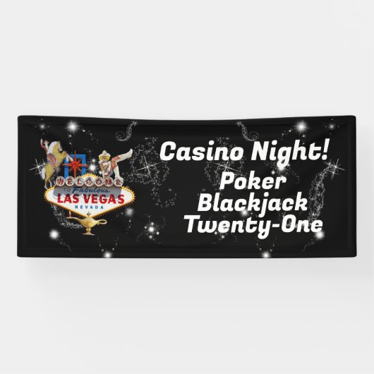 Welkom Las Vegas Sign On Starry Background Spandoek (Horizontaal)