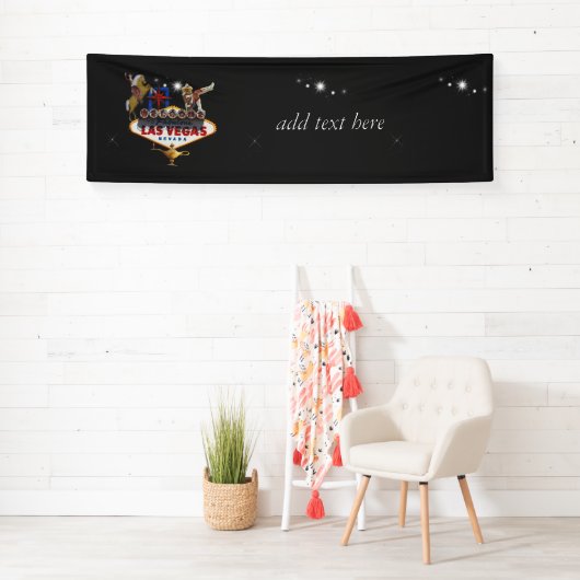 Welkom Las Vegas Sign On Starry Background Spandoek (Insitu)