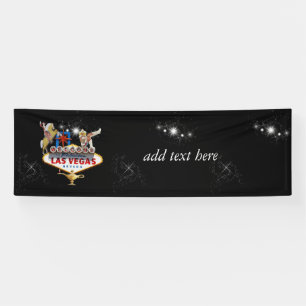 Welkom Las Vegas Sign On Starry Background Spandoek