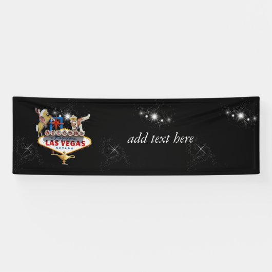 Welkom Las Vegas Sign On Starry Background Spandoek (Horizontaal)