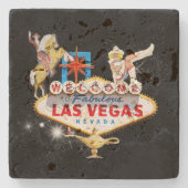 Welkom Las Vegas Sign On Starry Background Stenen Onderzetter (Voorkant)