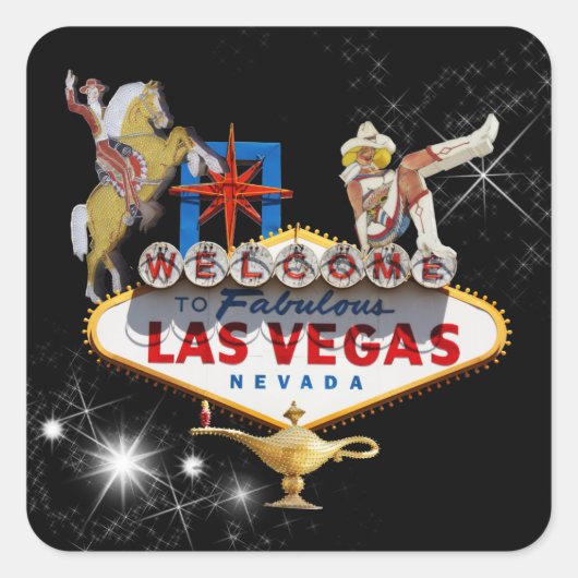 Welkom Las Vegas Sign On Starry Background Vierkante Sticker (Voorkant)