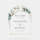"WELKOM" LEAFY WEDDING ACRYL BORD (Voorkant)