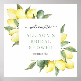 Welkom Lemon Watercolor Bruidsontbijt Bord Poster