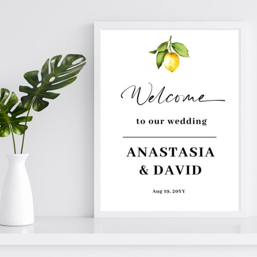 Welkom Lemon Wedding Poster