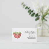 Welkom lente ・ aardbeien en bloem visitekaartje (Staand voorkant)