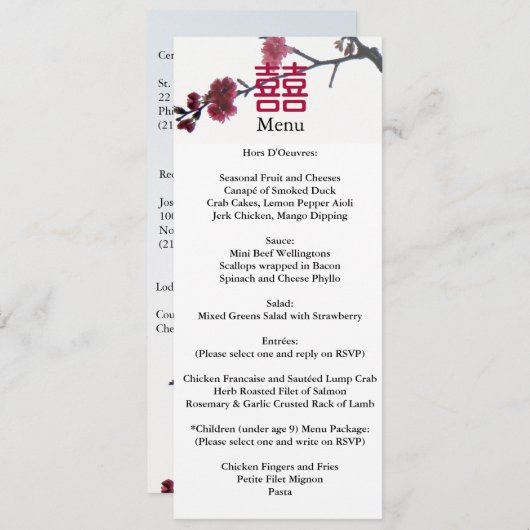 Welkom Lente Dubbel Geluk Sakura Menu (Voorkant / Achterkant)