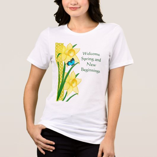 Welkom lente narcissen Tri-Blend shirt (Voorkant)