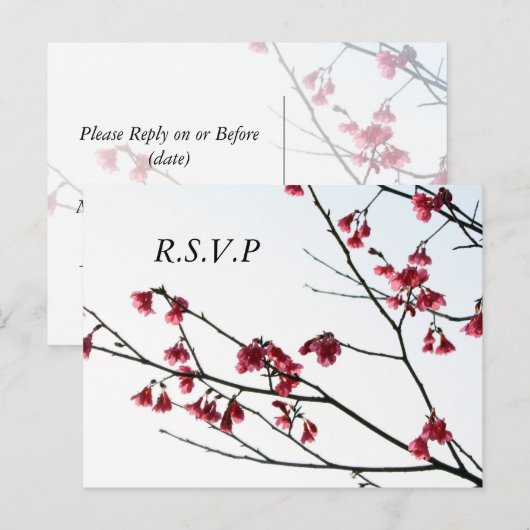 Welkom lente / Oosterse Zen Flora RSVP Uitnodiging Briefkaart (Voorkant / Achterkant)