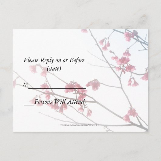 Welkom lente / Oosterse Zen Flora RSVP Uitnodiging Briefkaart (Achterkant)