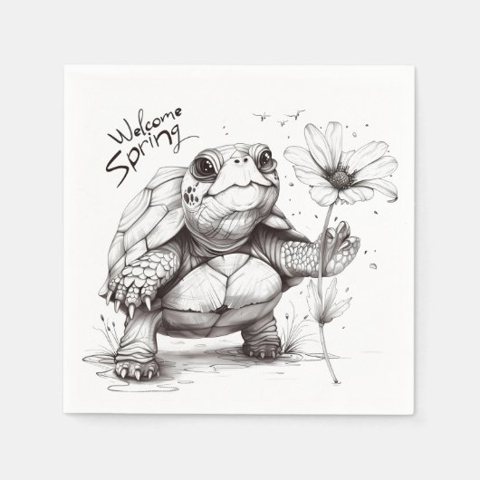 Welkom Lente" Schildpadden servetten! RUK🐢 Servet (Voorkant)