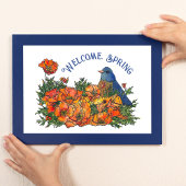 Welkom Lente Vogel en Bloemen Downloadbaar Poster