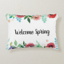 Welkom lentetop Waterverf Flowers Accent Pillow