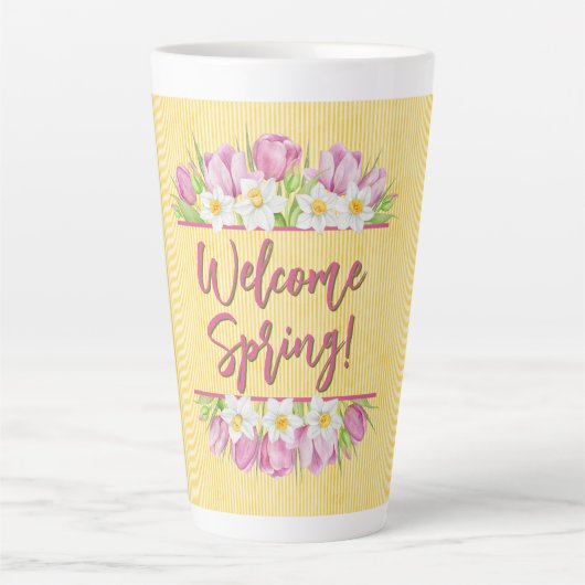 Welkom Lentetulp en Narcis Latte Mok (Voorkant)