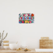 Welkom Lettering Rozen Lelies Bloementuin Poster (Keuken)