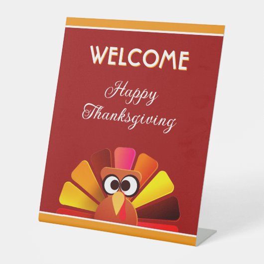 Welkom! Leuke Thanksgiving Reclamebord Met Voetstuk (Voorkant)