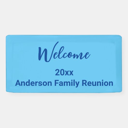 Welkom Lichtblauw & Donkerblauw Naam Familiereünie Spandoek (Horizontaal)