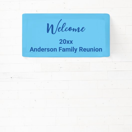 Welkom Lichtblauw & Donkerblauw Naam Familiereünie Spandoek (Insitu)