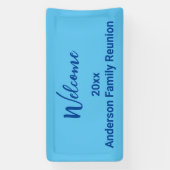 Welkom Lichtblauw & Donkerblauw Naam Familiereünie Spandoek (Verticaal)
