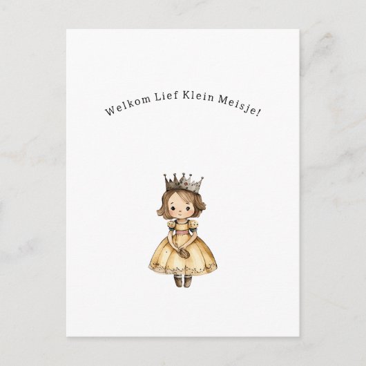 Welkom Lief Klein Meisje Nieuwe Baby Kaart (Voorkant)