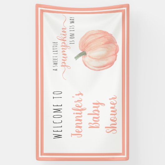 Welkom lief klein pompoen Sinaasappel Baby shower Spandoek (Verticaal)