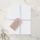 Welkom Liefde & Dankbaarheid Blush Roze Trouwen Cadeaulabel (Met Touw)