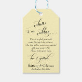 Welkom Liefde & Dankbaarheid Lichtgele Bruiloft Cadeaulabel (Voorkant)