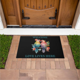 Welkom. Liefde woont hier. Tortelduifjes Deurmat