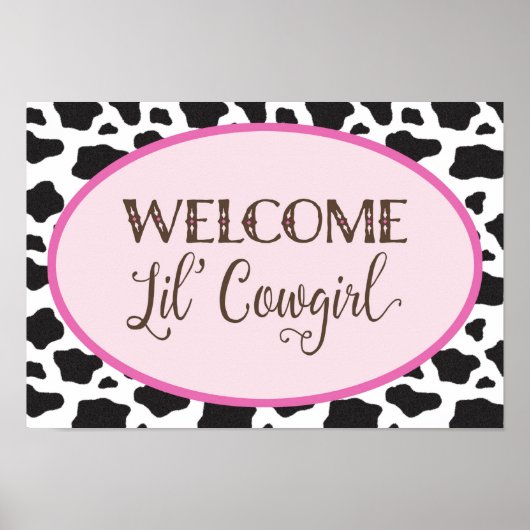 Welkom Lil' Cowgirl Baby shower Banner Poster (Voorkant)