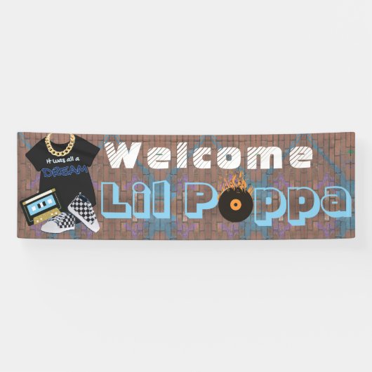 Welkom Lil Poppa Hip Hop BOY Baby shower Banner (Horizontaal)
