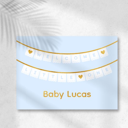 Welkom Little One Blue Baby Gefeliciteerd Kaart