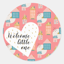 Welkom Little One Boho Baby hartsi Ronde Sticker