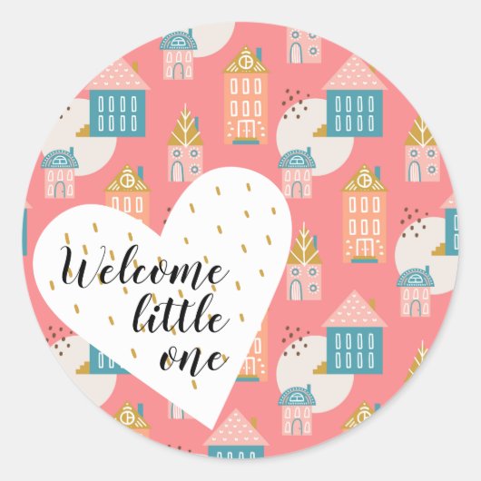 Welkom Little One Boho Baby hartsi Ronde Sticker (Voorkant)