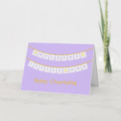 Welkom Little One Lila Baby Gefeliciteerd Kaart (Voorkant)