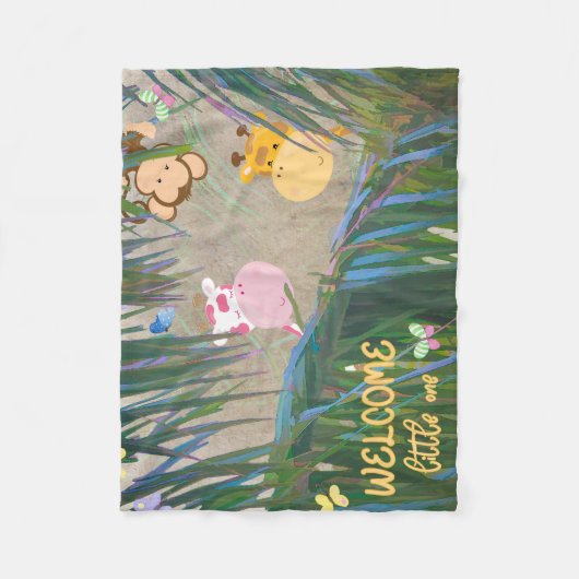 Welkom, Little One Oerwoud Theme Nursery Fleece Deken (Voorkant)