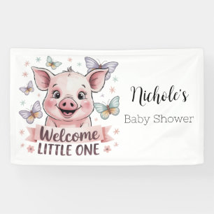 Welkom Little One - Schattige Knorretje Baby showe Spandoek