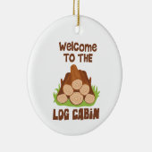 Welkom Log Cabin Keramisch Ornament (Rechts)