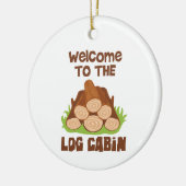 Welkom Log Cabin Keramisch Ornament (Links)