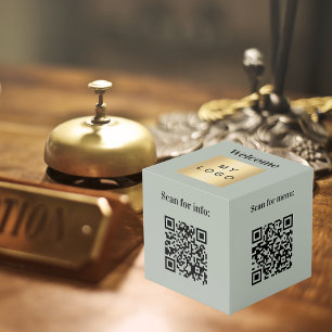 Welkom logo QR-code olijfgroene infotafel Kubus