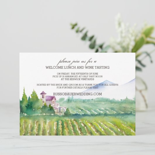 Welkom Lunch & wijnproeverij Uitnodiging (Staand voorkant)