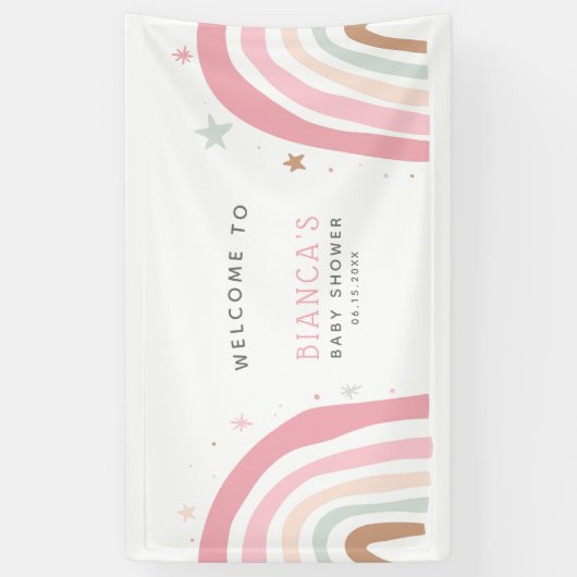 Welkom Magical Rainbow Baby shower Spandoek (Verticaal)
